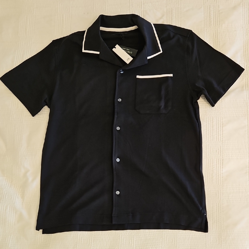 Banana Republic Navy Button Down Shirt with White Accents